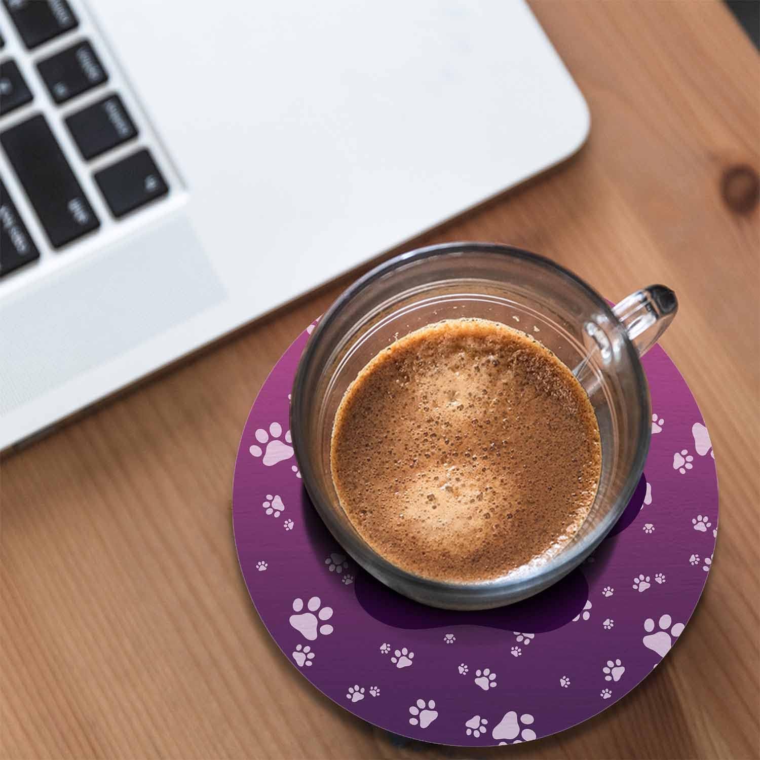 Big Dog Paw Coasters for Drinks 2 Pack Little Animal Puppy Cat Kitten Paws Print Design Gradient Purple Tabletop Protection Kitchen and Coffee Table Décor & Accessories,Set of 2 - Image 4