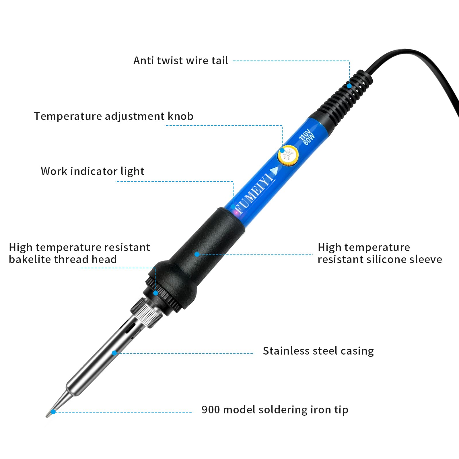 Soldering Iron Kit, 21-in-1 with Adjustable Temperature, 5 Soldering Tips, 60W Soldering Iron, Solder Wire, Desoldering Pump, Stand - A Welding for Electronic Hobbyist DIY with 110V US Plug