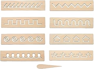 predolo Montessori Wooden Tracing Board Preschool Learning Toys for 3 4 5 Years Old Learning to Write Toddler Writing Board for Beginners Wood Tracing Board, Geometric Patterns