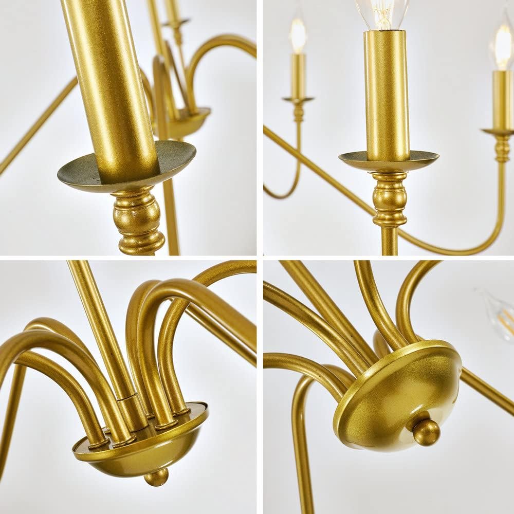 Miluolan Gold Chandelier, 6-Light Modern Chandelier for Dining Room, Bedroom, Foyer, Living Room, Kitchen Island, Entryway, Office, Bar,Farmhouse Decor : Everything Else