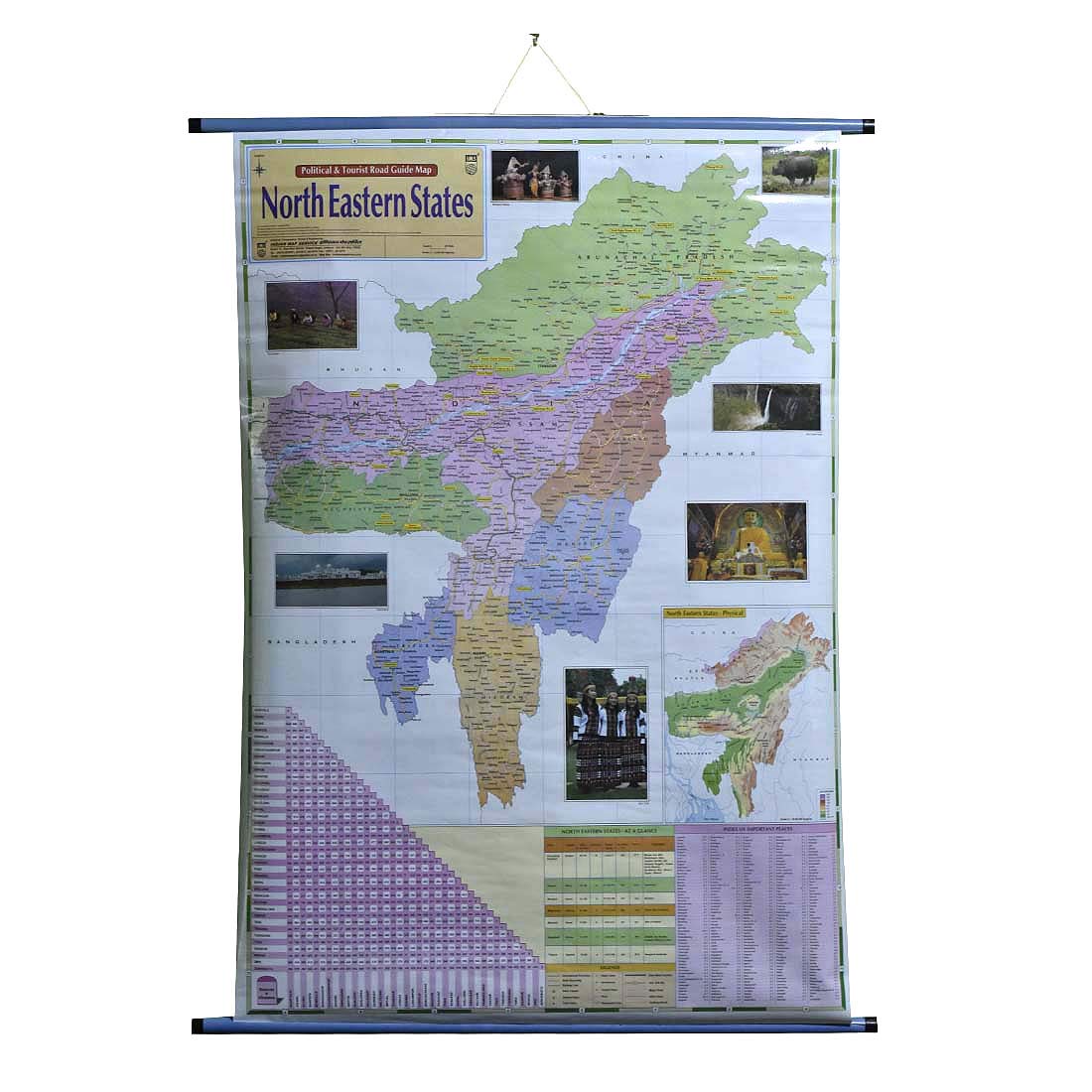 CRAFTWAFT ROLLUP MAP OF NORTH EASTERN STATES OF INDIA (WALL HANGING,PIPE MOUNTED)