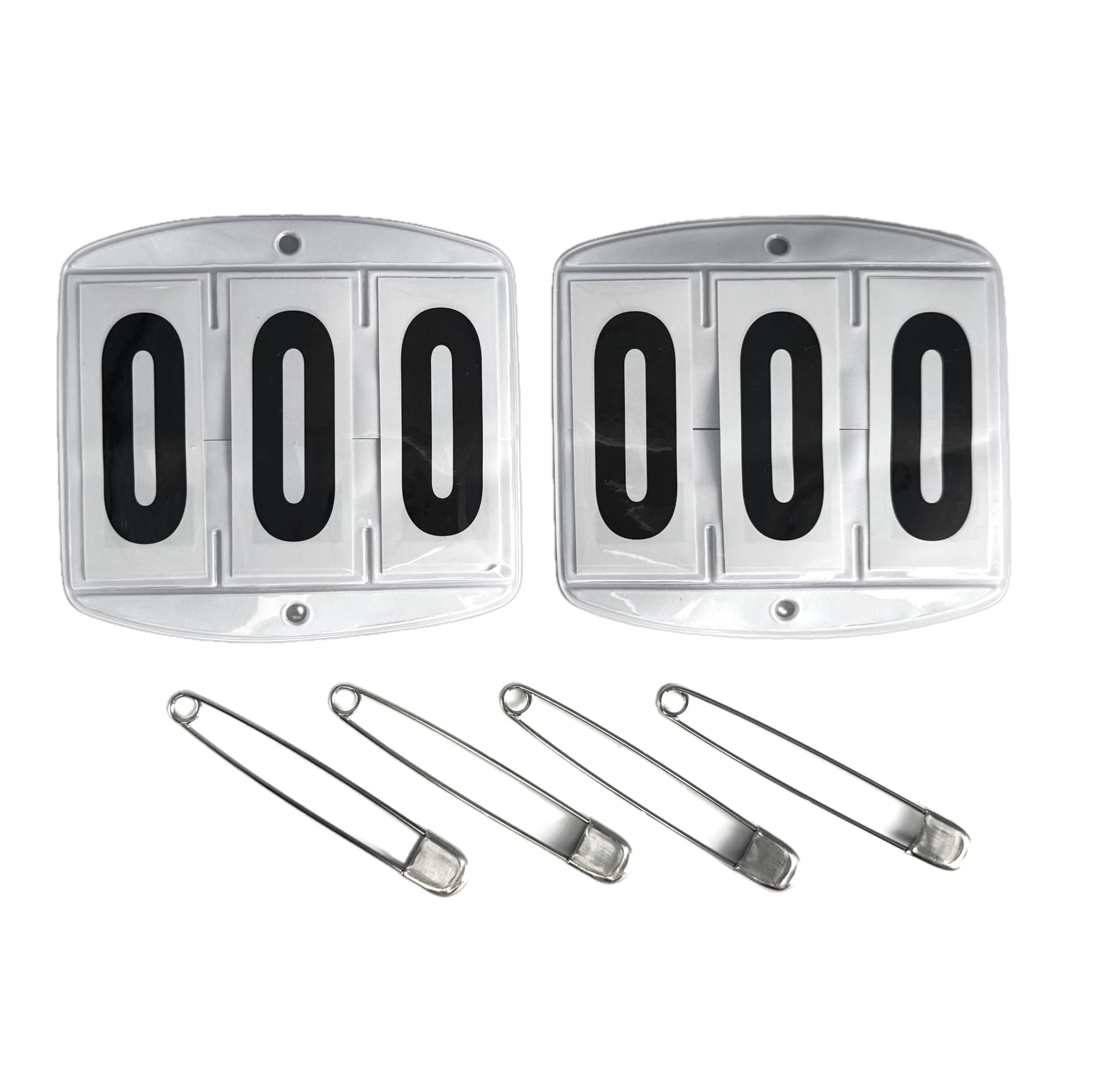 JA7002 Tournament Race Numbers for Horses 3 Digit Head Numbers Tournament Numbers for Bridle and Saddle Cloths Robust Set in White for Tournament Sports (Rectangle 10 x 9.5 cm with Safety Pins)