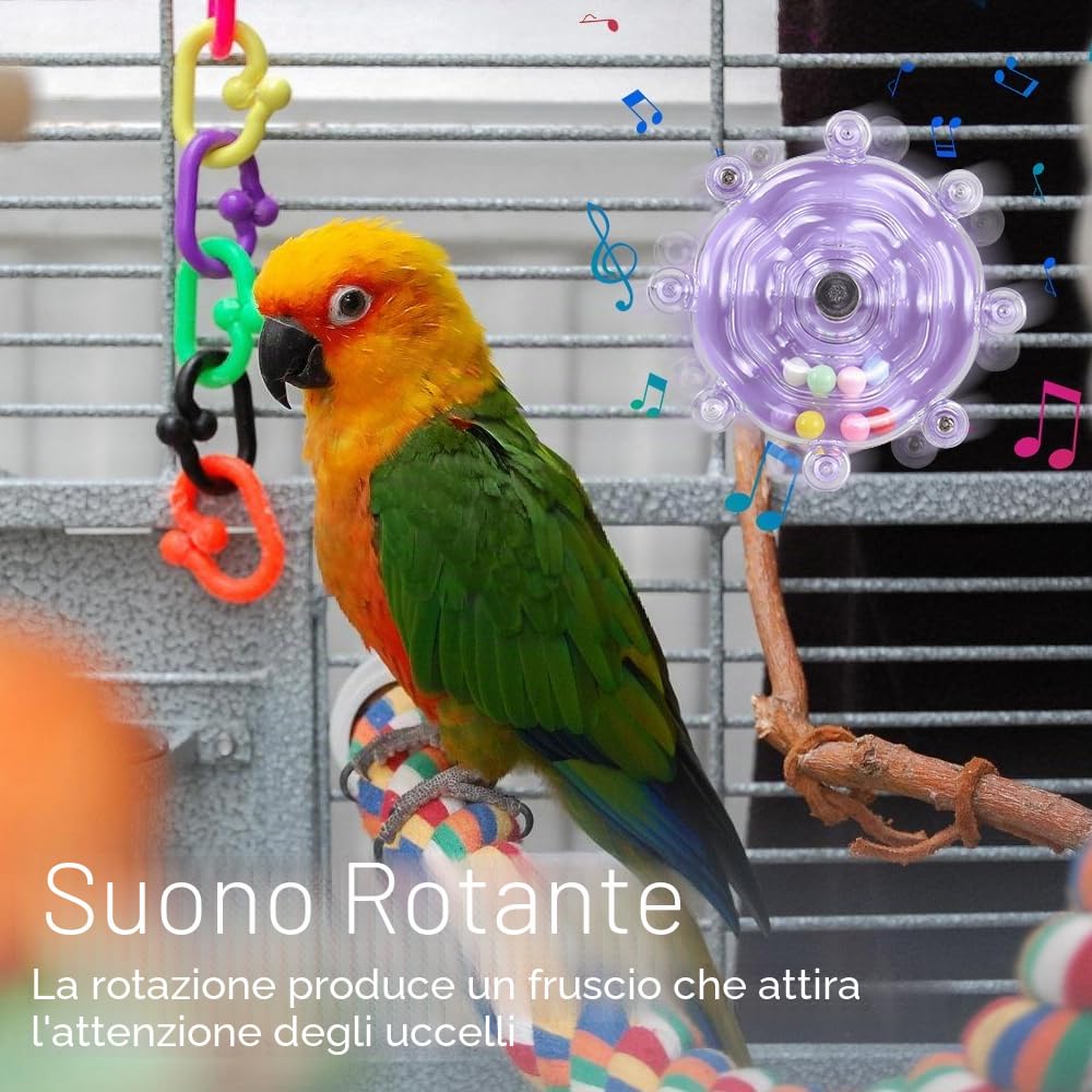 DONGKER Giocattolo Rotante per Uccelli, Giocattoli Colorato con Ruota per Parrocchetti, Giochi Sonaglio da Masticare per Pappagalli, Conuri, Uccello
