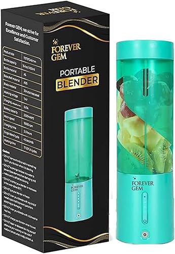 Licuadora portátil, 15 onzas, recargable por USB, licuadora personal para batidos y batidos, vaso exprimidor con 6 cuchillas, mini licuadora para