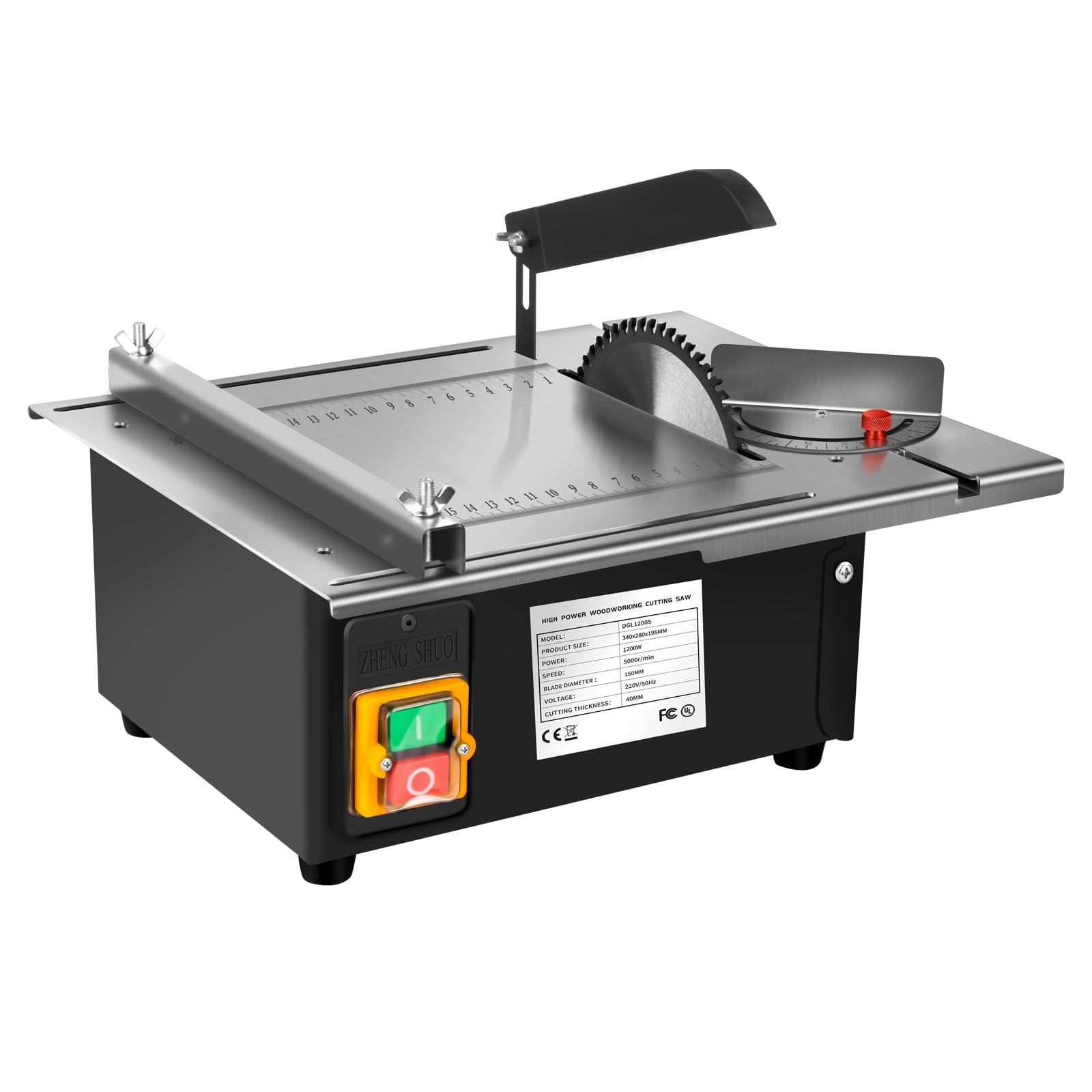 Mini Woodworking Table Saw,with Port for Connecting Dust Collector, 5000rpm,1200w, for DIY Woodworking, Wood, Metal,Plastic Acrylic Crafts Cutting (Woodworking Table Saw)