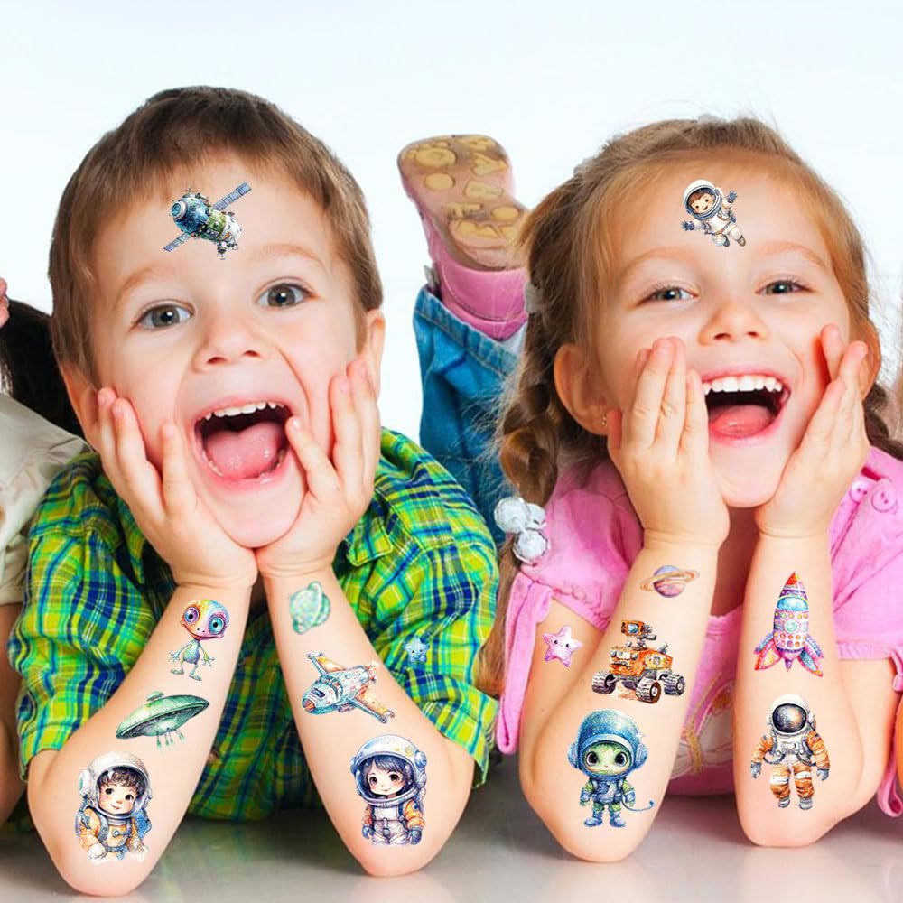 Space Glitter Tattoo for Kid 12 Sheets Temporary Tattoos for Kids Gifts for Boys Girls Party Bags Fillers Gifts - Image 4