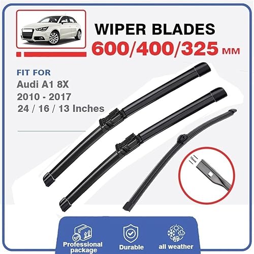 Miniatura 2 de Juego de limpiaparabrisas delantero y trasero compatible con Audi A1 8X 2010 2011 2012 2013 2014 2015 2016 2017 SLine parabrisas ventana de 24