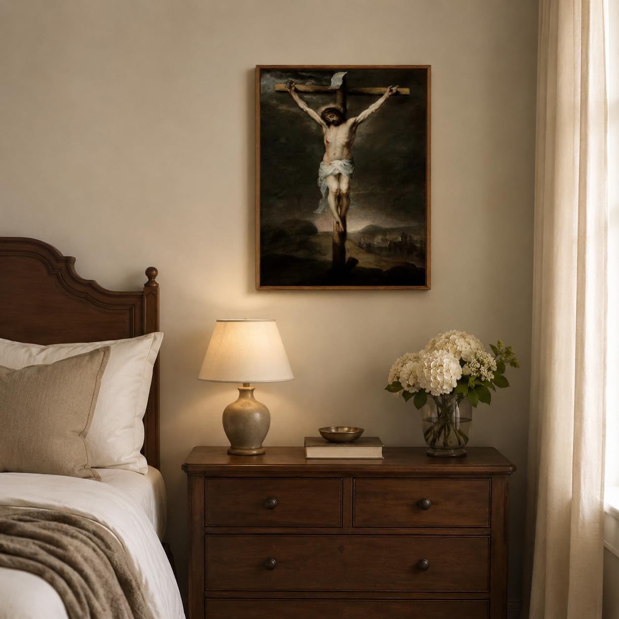 Velazquez Christ Crucified Floating Framed Canvas Wall Art Jesus on Cross Painting Prints Posters Religious Wall Decor Christian Artwork for Living Room Bedroom Office Chapel Home Gift 12x16 Inches