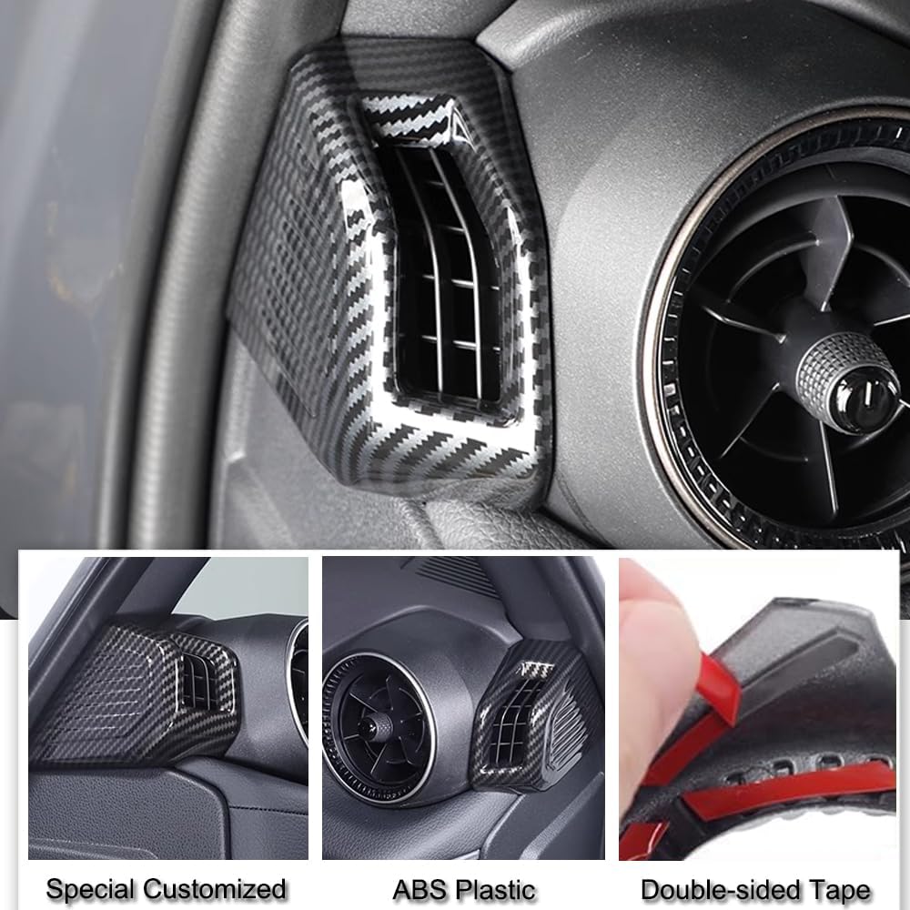 XITER 2PCS ABS Style Decoration Interior Air Side Condition Vent Outlet Cover Frame Cover Trim Accessories for Toyota Land Cruiser 2024-2025(Carbon Fiber)