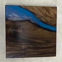 Vista 43 de Mesa de epoxi transparente, mesa de sofá con forma cuadrada, mesa auxiliar de resina de madera, mesa de centro de madera con borde natural para sala