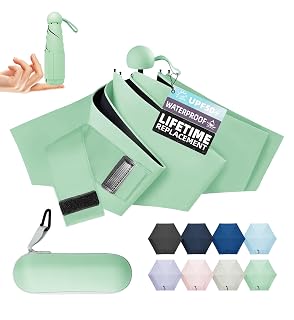 Travel Mini Umbrella Compact Small & Lightweight, UV Rain Protection, Pocket-Sized Folding Umbrellas with Quickdraw & Case for Men Women & Kids Backpack - Amazon product rated Grade A