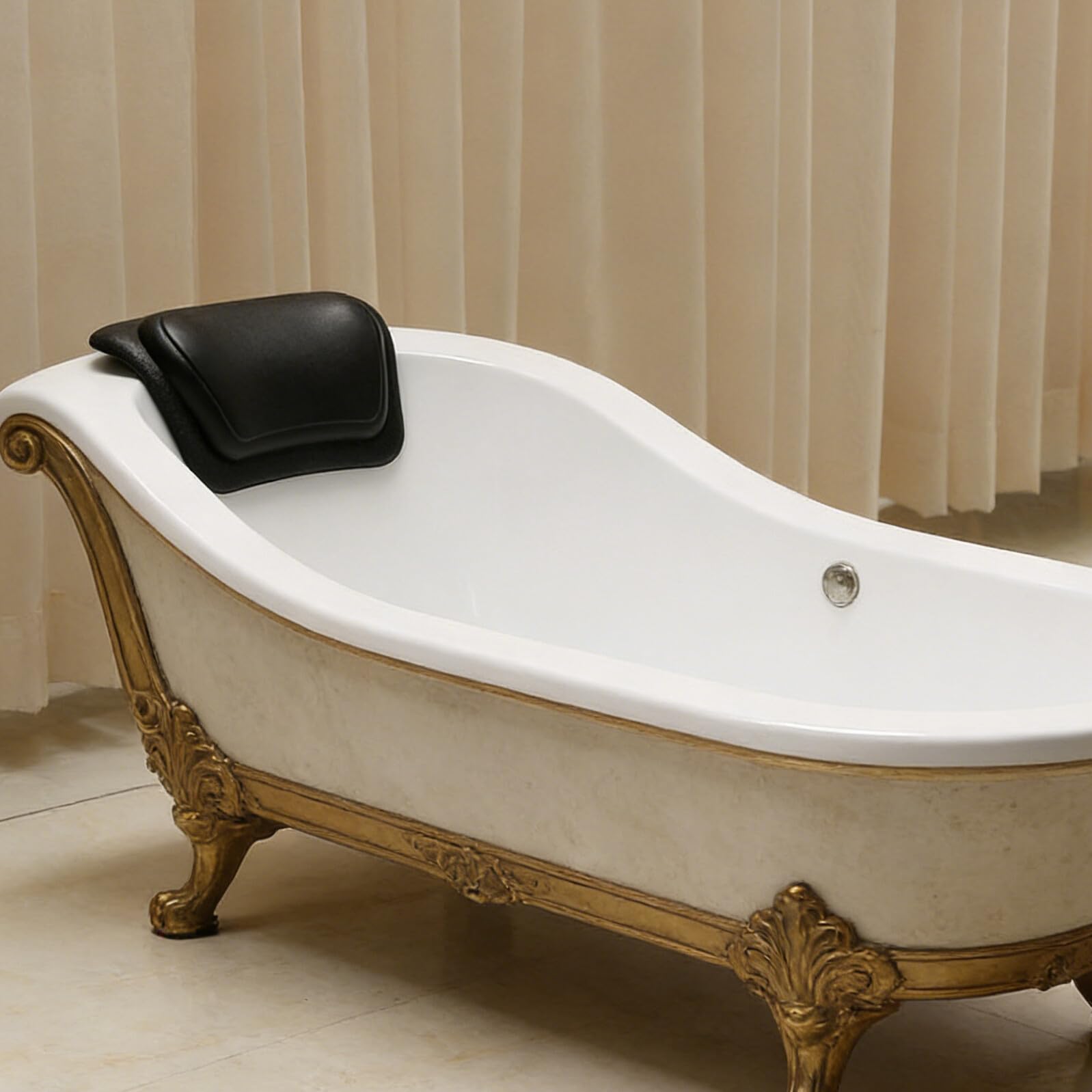 Oreiller de Bain Ergonomique en PU avec Ventouses Puissantes, Coussin Cervical Portable et Lavable pour Relaxation Spa à Domicile et Voyage