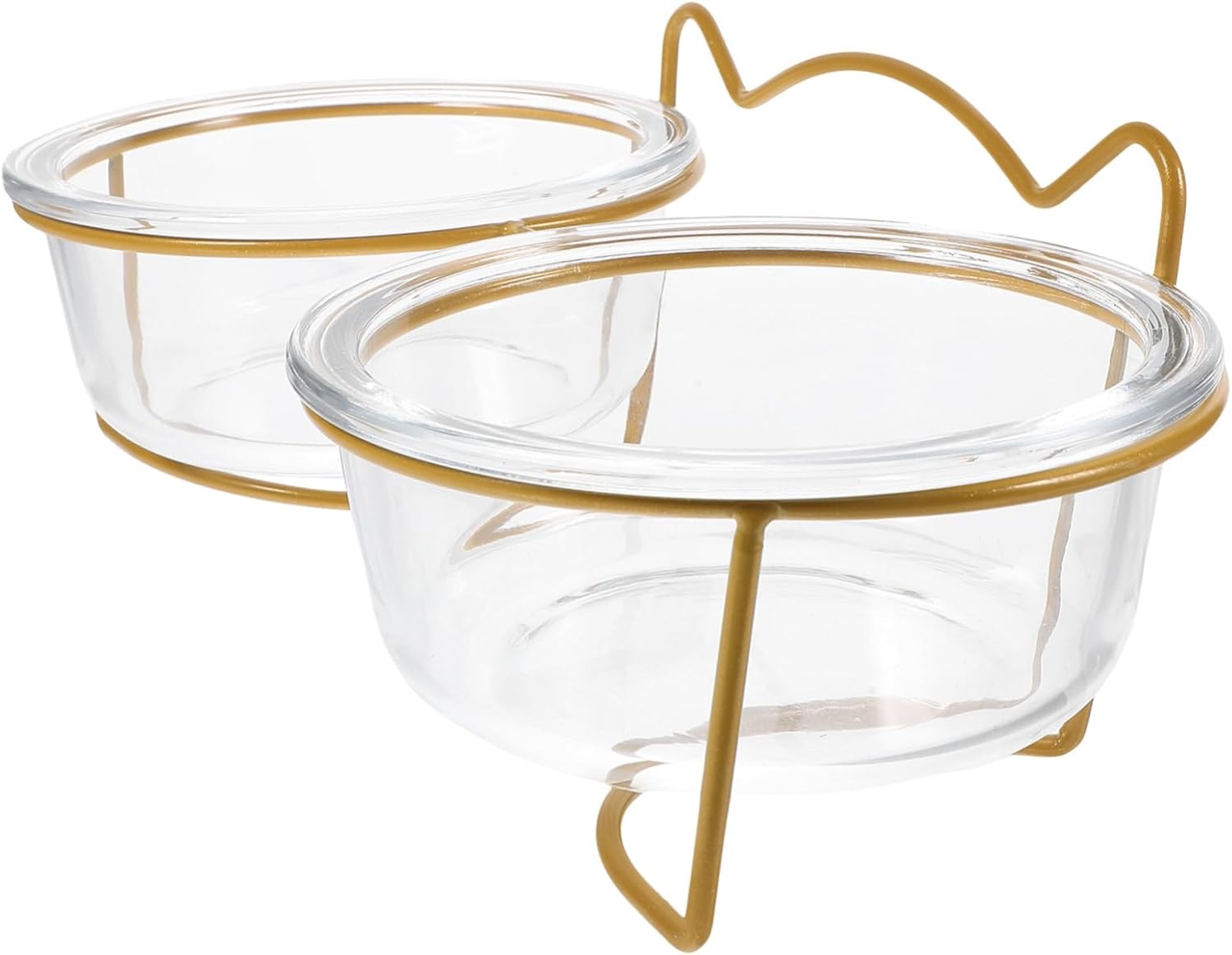 WOONEKY 1pc Tilted Double Glass Pet Bowl for Dogs and Cats Easy to High Stand Feeding Station Pet Food and Water Bowls for Feeding