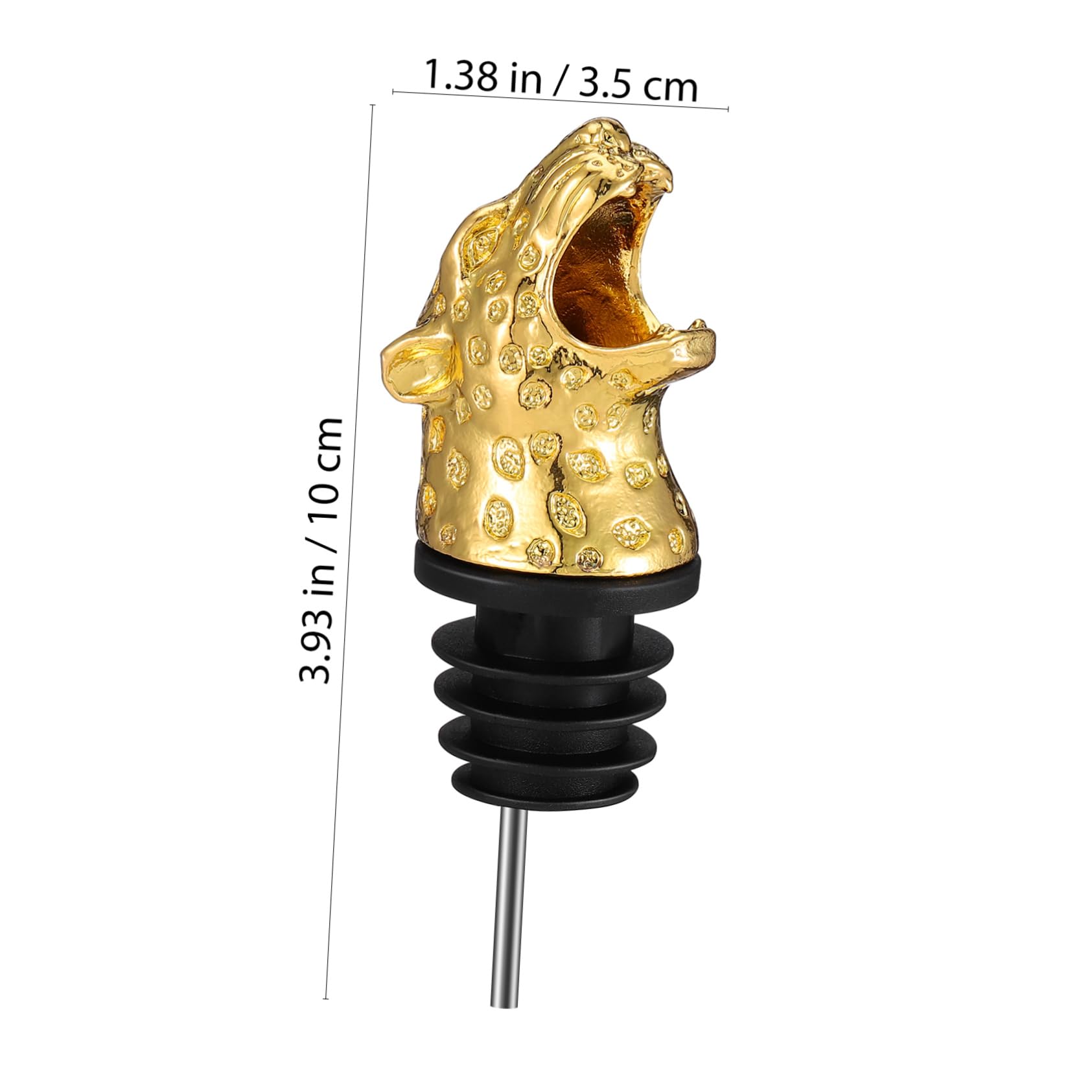 BESTYASH Leopard Head Shaped Wine Pourer and Bottle Stopper Alloy Wine Stoppers for Home Parties Unique Enhance Your Beverage Experience Golden Color