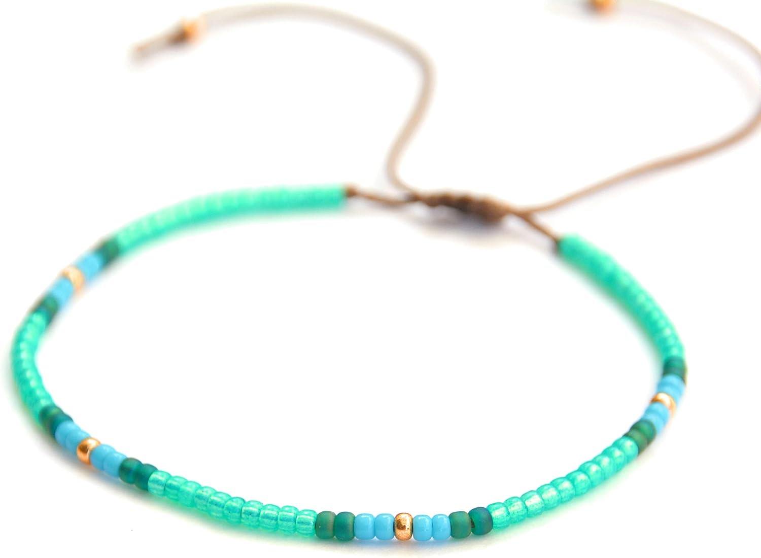 Anklet for Women, Unique Beaded Anklet, Native American Style, Green Turquoise Colorful Boho Hippie Beach Waterproof Anklet, Handmade by Tribes