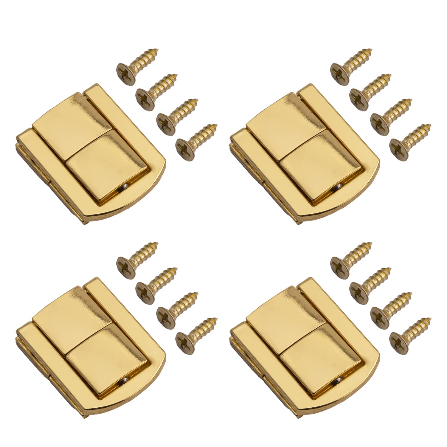 MroMax Toggle Catch Lock, 30mm Retro Decorative Golden Hasp with Screws for Suitcase Chest Trunk Latch Clasp, Pack of 4
