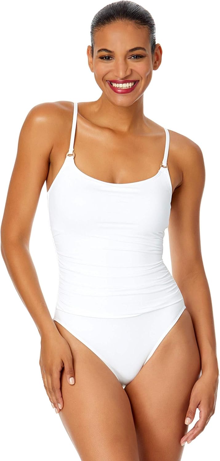 Anne Cole - Live in Color Shirred Lingerie Maillot One Piece Swimsuit-8-Strawberry - Image 2