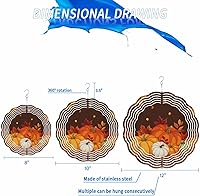 Vista 2 de Molinillo de viento de otoño, calabaza naranja, hoja de arce de acero inoxidable para patio y jardín, esculturas de viento Hapyy Fall Y'all de 10