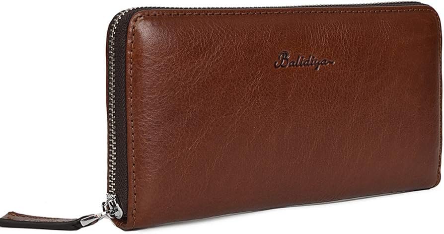 BALIDIYA Clutch Bag for Men Purse Genuine Leather Wallets Wristlet Slim Bag Handbag