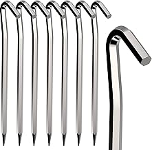 Tent Pegs 8 PCS 18cm Metal Heavy Duty Tent Hooks Aluminum Alloy Rust Free Camping Tent Ground Pegs for Tarpaulin Football Net Marquees Hiking Traveling Beach and Outdoor
