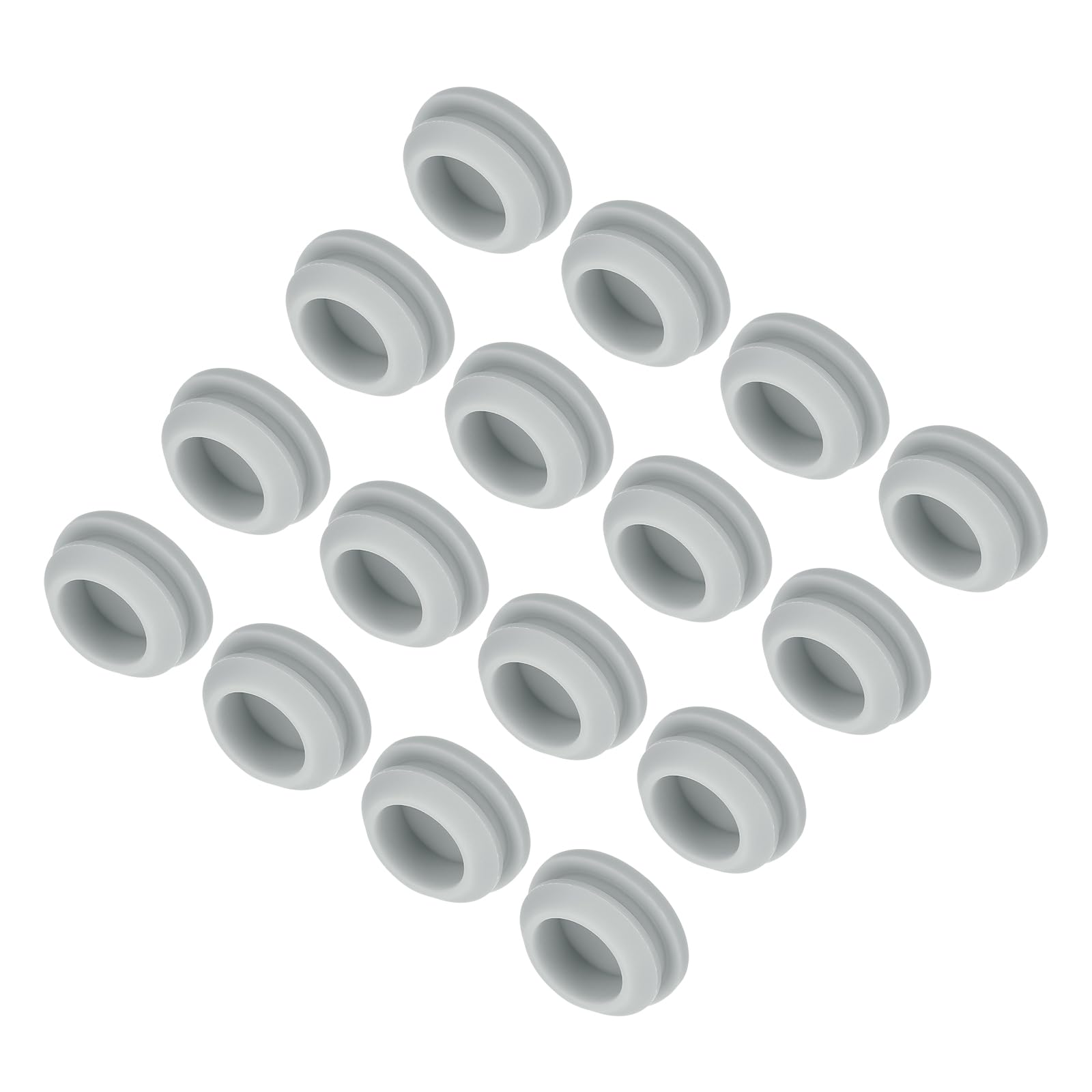 MECCANIXITY 16pcs Silicone Snap in Locking Hole Plugs,15mm/0.6 Inch Mounting Diameter Narrow Groove Width 2mm Panel Seal Cover Round for Kitchen Bulkheads Waterproof Sealing Plugs Grey