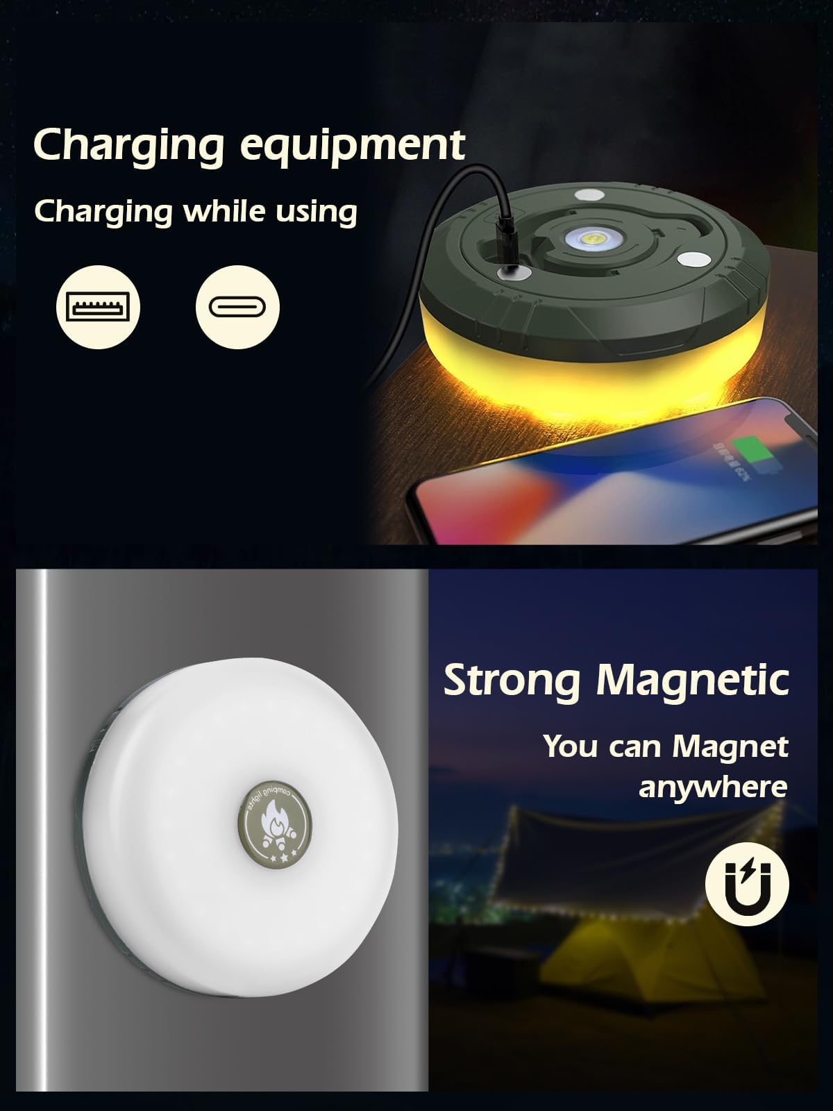 Camping Lichterkette Aufrollbar USB - 10M LED Mit 8 Modi & Powerbank-Funktion