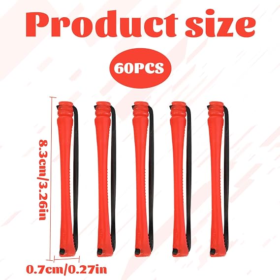 Perming Rods, 60 Pcs Perm Rollers, Small Size Red 0.27 Inch Perm Kit for Short Hair Men Women, DIY Salon Home Curling Rollers for Straight and Curly Hair