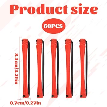 Perming Rods, 60 Pcs Perm Rollers, Small Size Red 0.27 Inch Perm Kit for Short Hair Men Women, DIY Salon Home Curling Rollers for Straight and Curly Hair