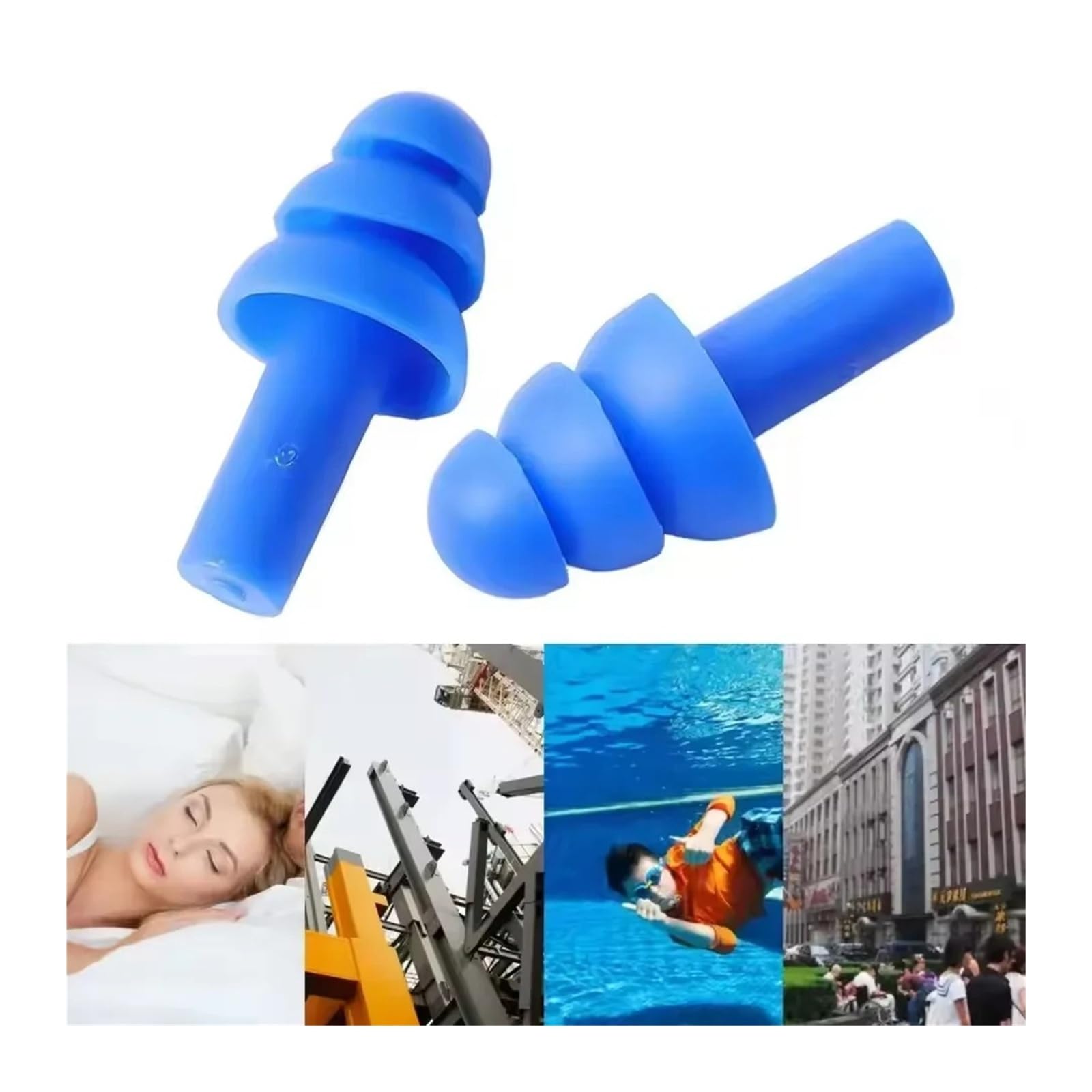 1/25 paia di tappi per le orecchie in silicone con cancellazione del rumore, per dormire e nuotare, impermeabili, riutilizzabili (25 paia (50 pezzi)