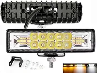 Farol De Milha Barra Aux 48w Led Branco Frio + Ambar Guincho Moto Carro Neblina C/ 3 Modos - Strobo/Pisca