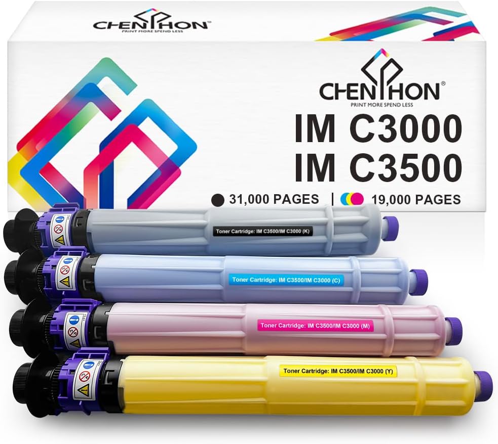 IM C3000 C3500 Toner Cartridge 842251 842254 842253 842252 Replacement for Ricoh Savin Lanier IMC3500 IMC3000 Printer Ink (Black Magenta Cyan Yellow, 4-Pack)