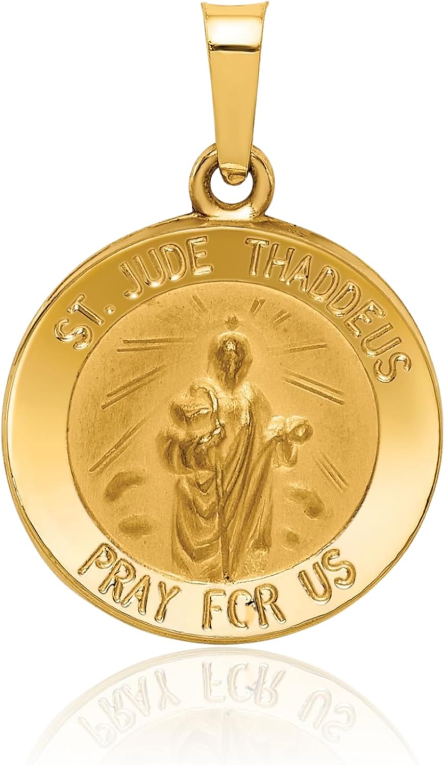 IceCarats 14K Yellow Gold Medium Saint Jude Medal Pendant Necklace 22mm 7/8 inch Lightweight, Polished, Satin, Engravable, Matte for her
