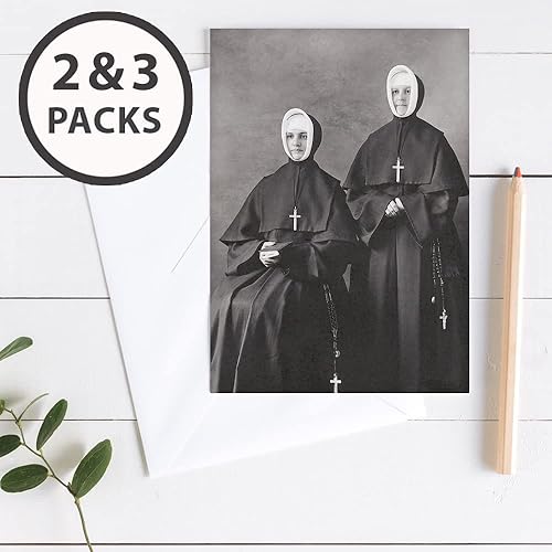 Miniatura 3 de Wright Home & Gift Two Catholic Nuns - Tarjetas de felicitación de cumpleaños vintage para mujer, 1 paquete individual + 1 sobre (5 x 7)
