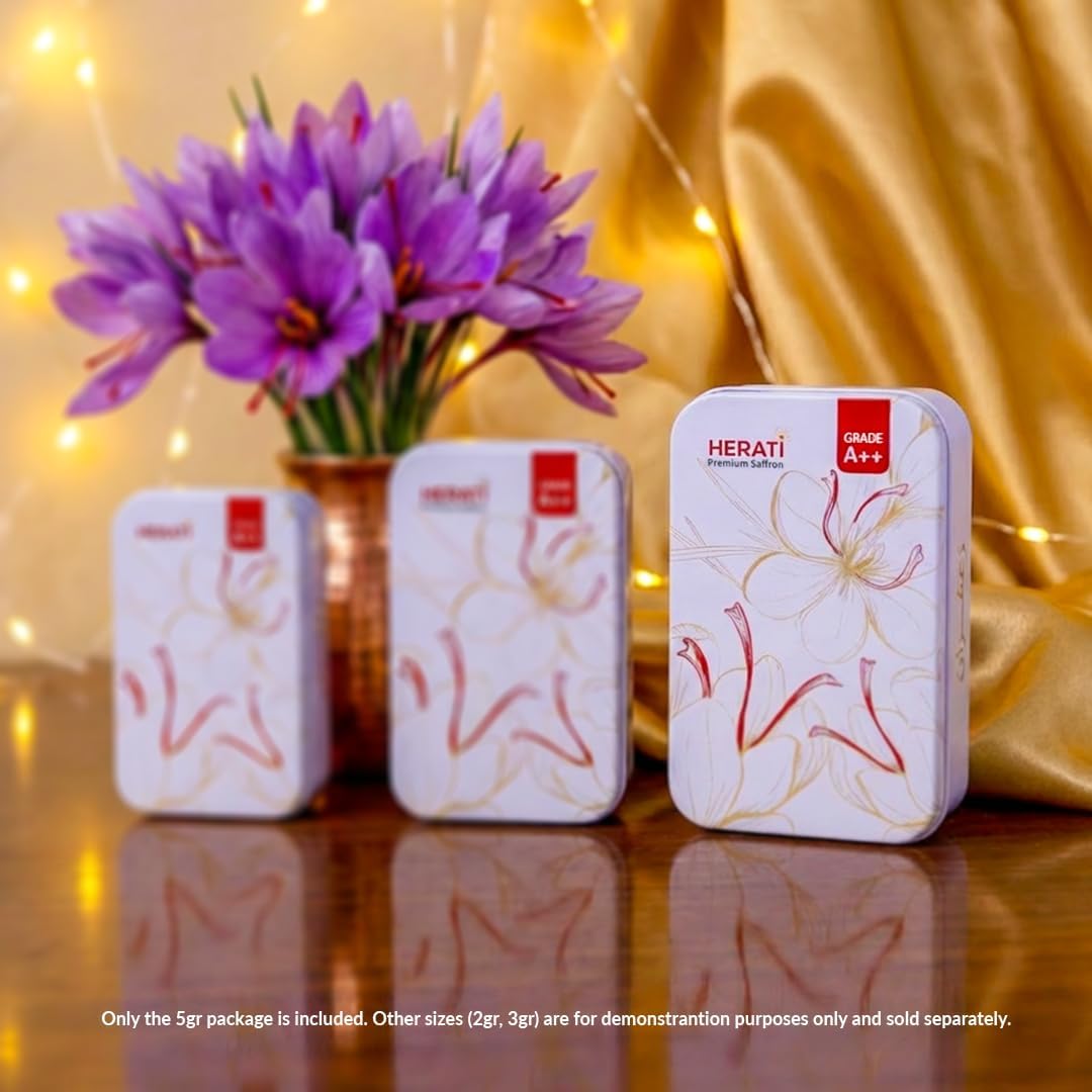 Herati Saffron 5 Grams Superior Saffron Threads, Premium Grade Super Negin, All-Red Saffron, Spice for All Culinary Uses Paella, Golden Rice, Coffee, Risotto, Teas, Milks