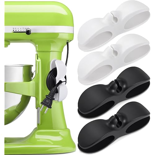 SisBroo Cord Organizer for Appliances, 4PCS Kitchen Appliance Cord Winder Cable Organizer, Cord Holder Cord Wrapper for Appliances Stick on Pressure Cooker, Mixer, Blender, Coffee Maker, Air Fryer