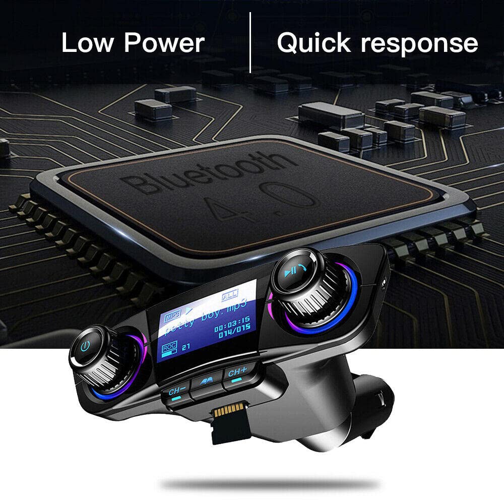 Kit de transmisor FM manos libres inalámbrico para coche Reproductor de MP3 Cargador USB doble AUX Coche compatible con Bluetooth Auto Audio Aux Pantalla LED