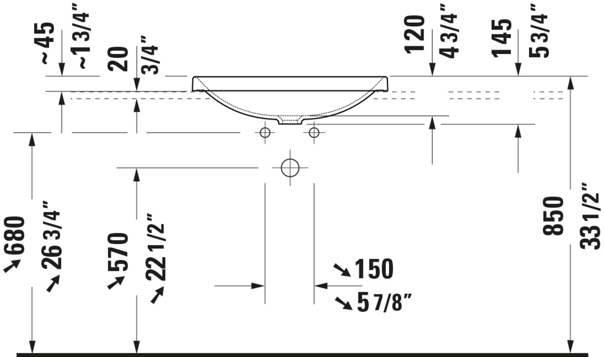 Duravit D-Neo lavabo encastré, 600x440mm, sans trou pour robinet, sans trop-plein, blanc brillant, poli, 0358600079, 0358600079