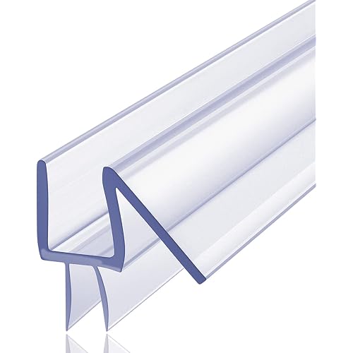 Butecare Premium Frameless Shower Door Bottom Seal Strip - Glass Door Side Seal Sweep (1/2” x 39”, Clear Vinyl)