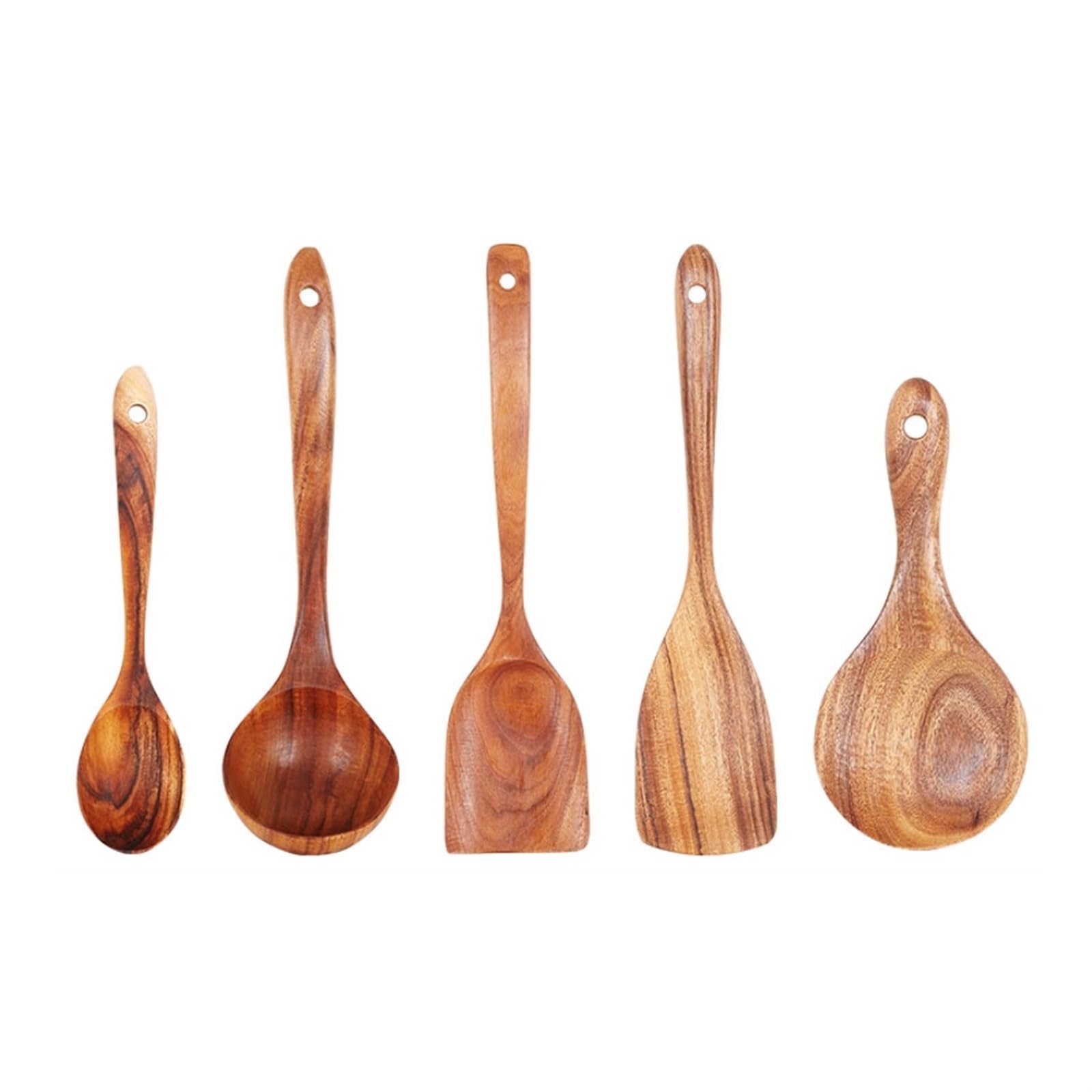 MYUYEE Kitchen Cookware 5 Pieces Sets Cooking Utensils Wood Cooking Spoons Spatulas Gadgets Bakeware Tools