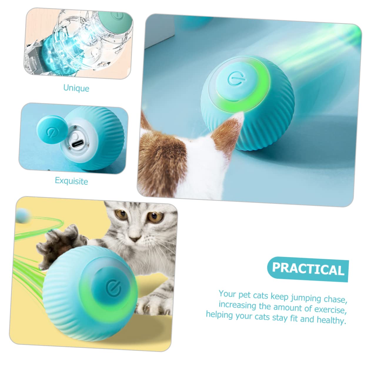 Kisangel 4pièces Boule Électrique Intelligente pour Chats Jouet Autonome Catnip Et Rechargeable pour Amusement Intérieur des Chats