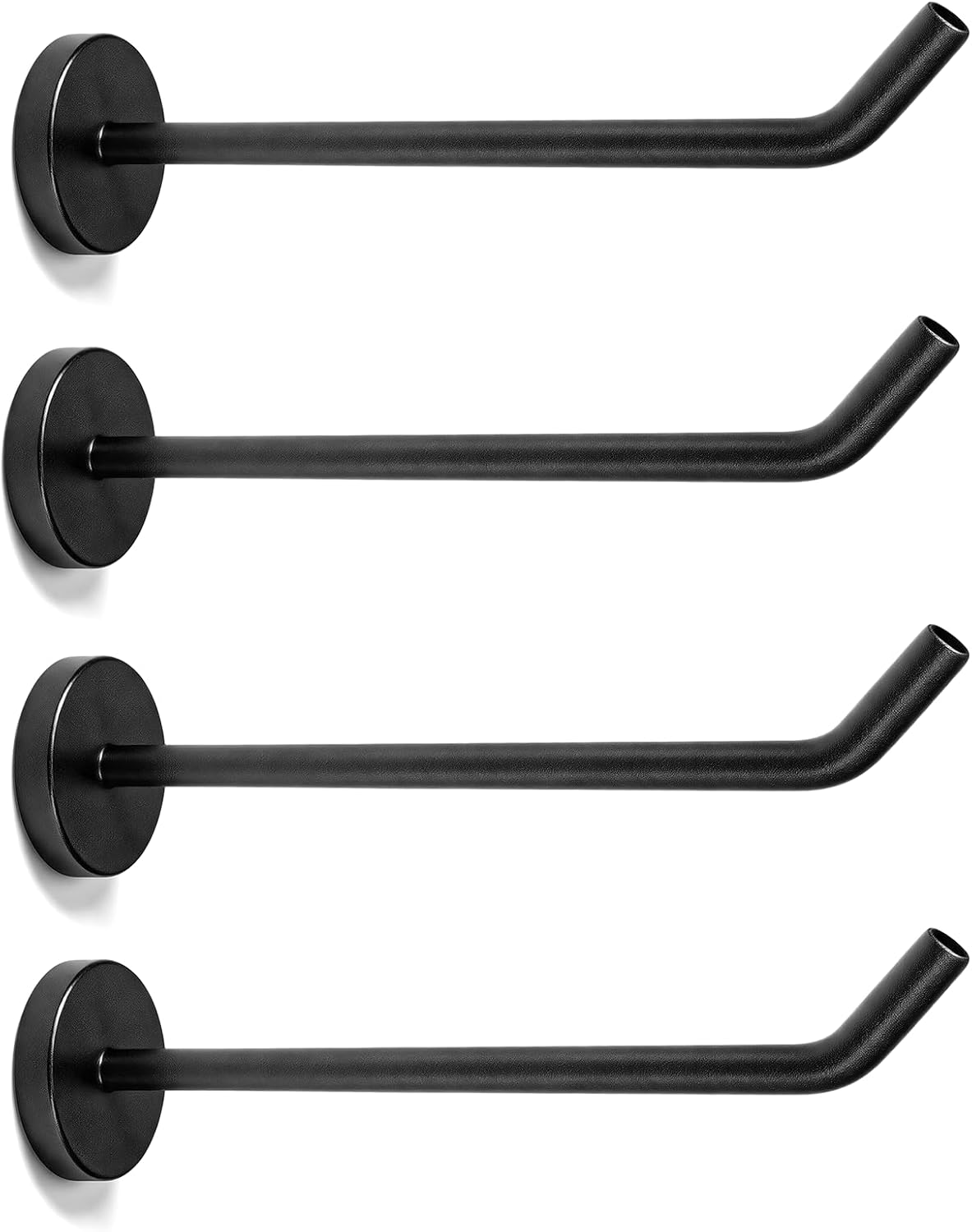 Long Wall Hooks for Hanging, Stainless Steel Coat Hooks, 4Pcs | 6 Inch, Matt Black, Heavy-Duty Load Support, with Screws, All-Room Organization Solution