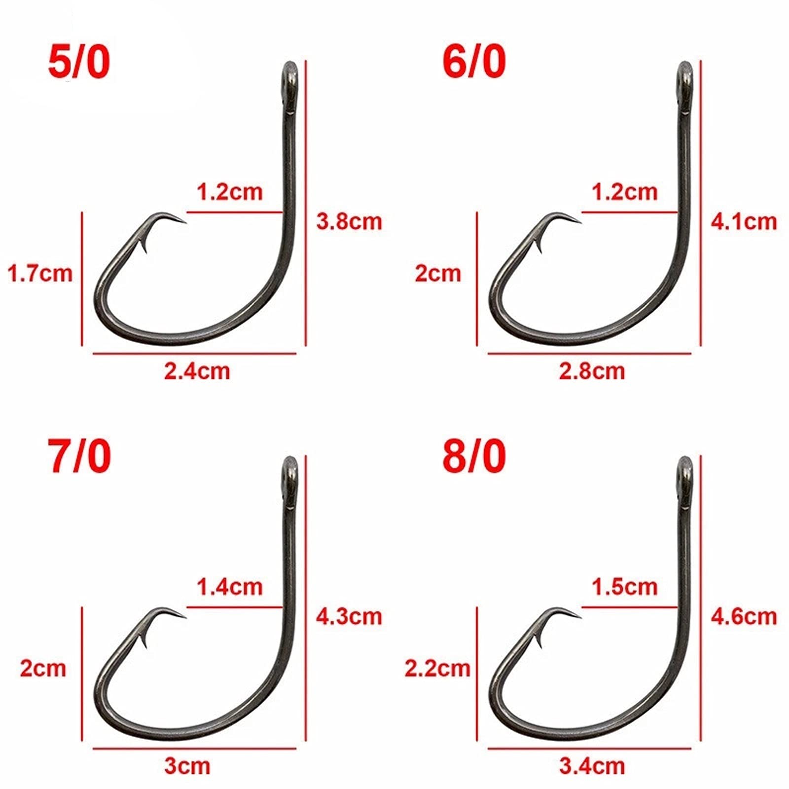 moisture Set di Ami da Pesca Circolari Portatili 200 Black Offerted Sports Circles Forgiato Gancio di Paglia Bait Bait Bulk Blue Pesce Gancio di Pesce Set di Amo da Pesca (Size : 6#)