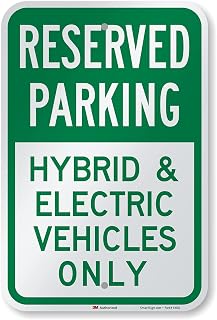 SmartSign 18 x 12 inch “Reserved Parking - Hybrid And Electric Vehicles Only” Metal Sign, 63 mil Aluminum, 3M Laminated Engineer Grade Reflective Material, Green and White, Made in USA