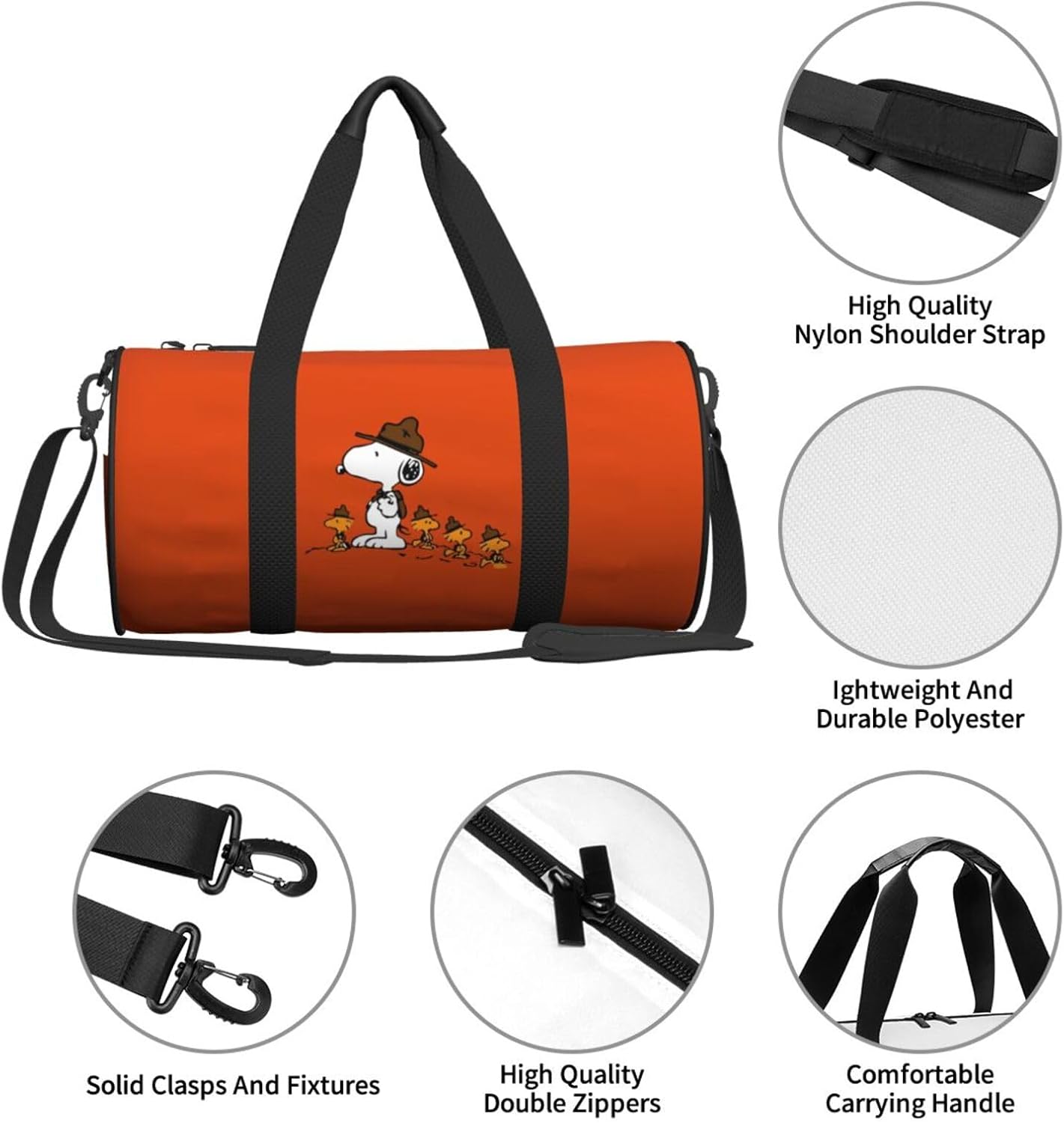 スヌーピー 筒型大容量ダッフルバッグ メッセンジャーバッグ