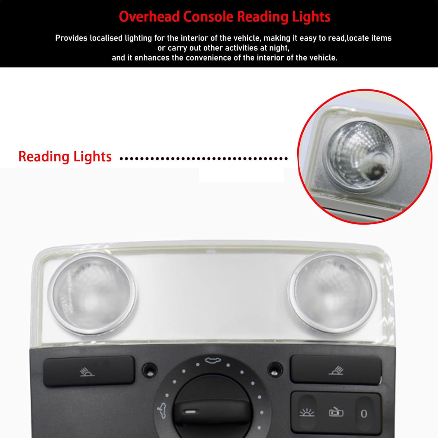 Overhead Console Sunroof Switch Panel Replacement Assembly for VW Jetta MK5 for Passat B6 for Golf 6-Black