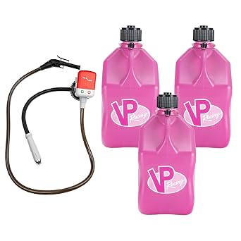 VP Racing 3812-CA, 5.5-Gallon Square Motorsport Jug Pink 3 Pack, w/Battery Powered Fluid Transfer Pump 1 Pack