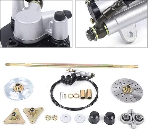 Miniatura 4 de Kit completo de eje trasero de 29.134 in+piñón de montaje de freno, para DIY Go Kart ATV Quad Buggy Mini Bike