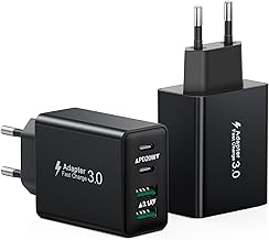 2-Pack Stecker USB C, 40W 4 Ports mit USB-C Adapter+QC Ladegerät Mehrfach Schnellladegerät USBC Ladestecker, Fast Charger USBC Ladegerät für iPhone 16 15 14 13 Pro Max Plus 12 11, Samsung, Handys