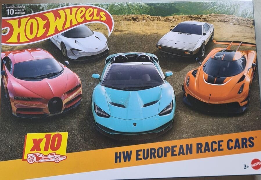Hot Wheels Veículo de Brinquedo Pacote com 10 carros de corrida p...