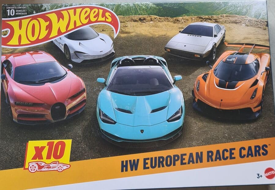 Hot Wheels 10-Pack of Toy Race Cars, Includes 1:64 Scale Corvette, Lamborghini, McLaren & Hot Wheels...